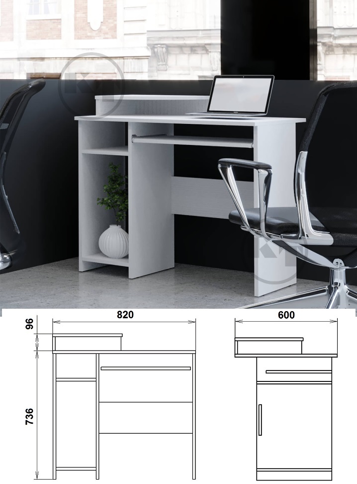 стол СКМ-1 нимфея альба, белый стол СКМ-1, белый компьютерный стол,