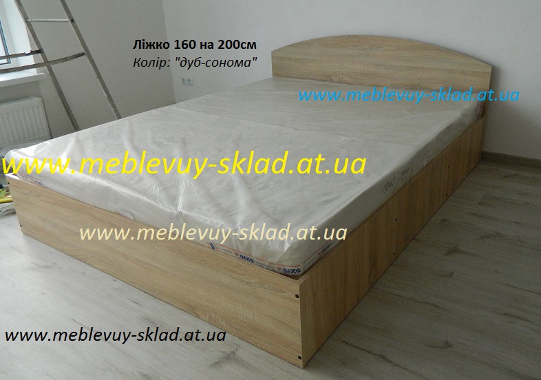 Кровать 160 дуб сонома Компанит, двухспальная дешевая кровать дуб сонома Киев