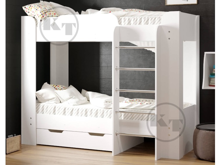 белая двухъярусная кровать, ліжко Твікс-2 німфея альба, кровать Твикс-2 Компанит,